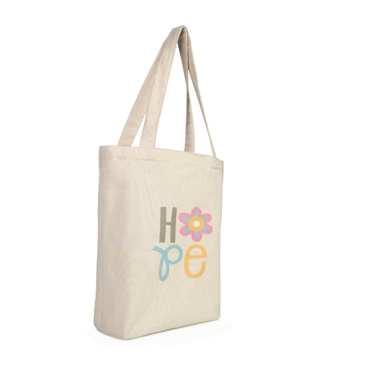 "Hope" Floral Canvas Cottone Tote Bag