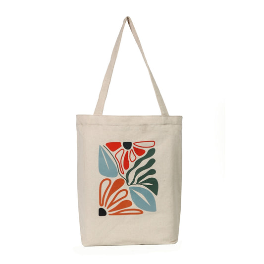 Abstract Floral Canvas Cotton Tote Bag