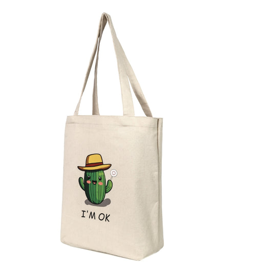 "I'm OK" Cactus Canvas Cotton Tote Bag