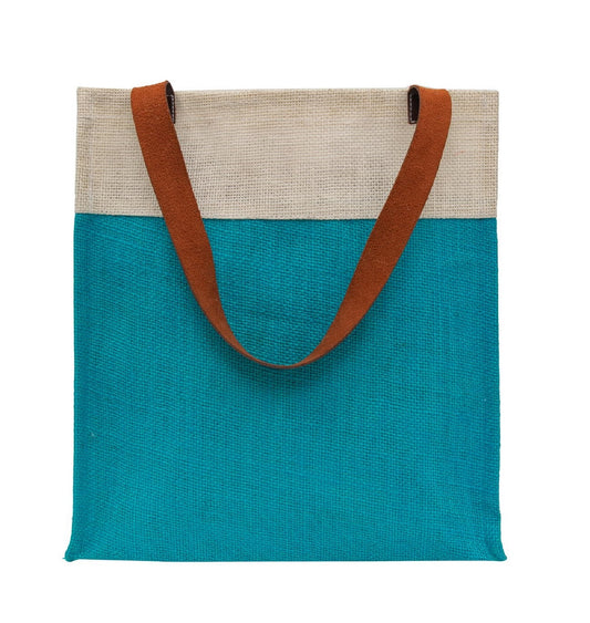 Elegant Two-Tone Jute Tote Bag