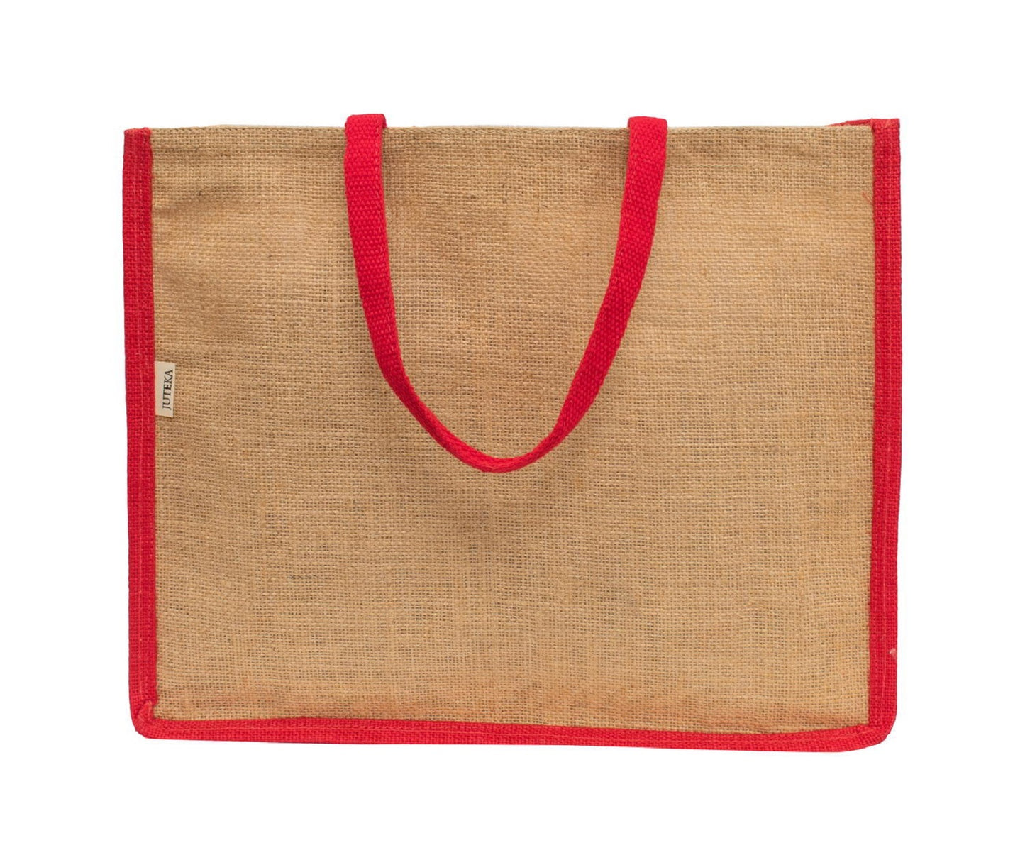 Natural Jute Tote Bag with Red Accents