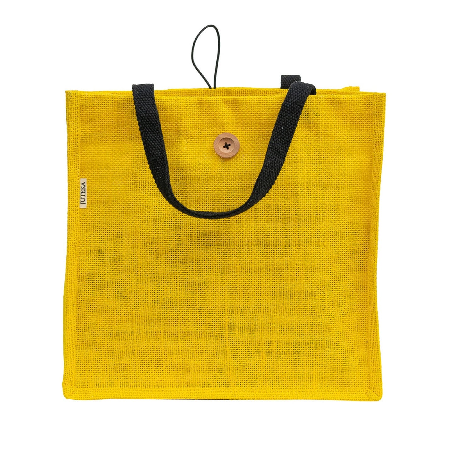 Jute Tote Bag with Button Closure