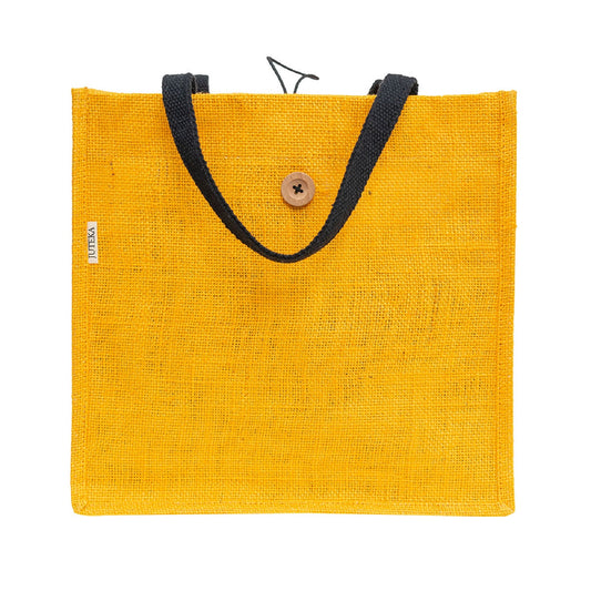 Jute Tote Bag with Button Closure