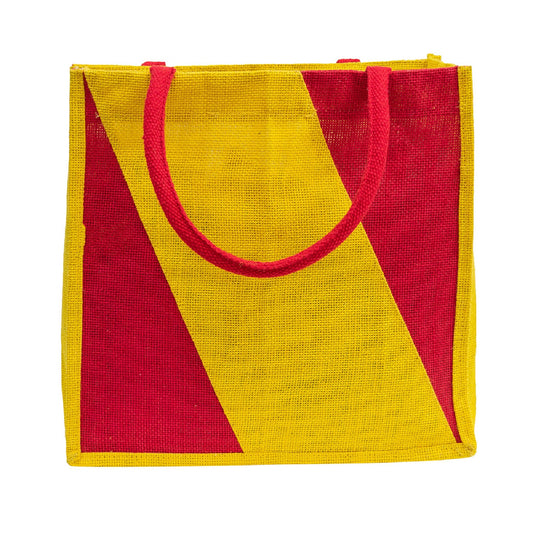 Bold Red & Yellow Jute Tote Bag