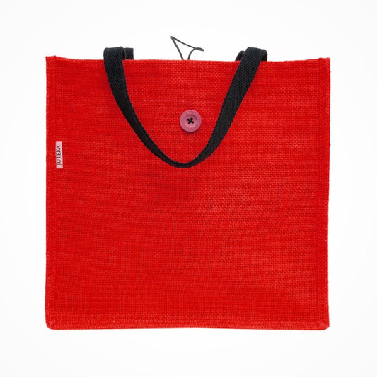 Jute Tote Bag with Button Closure