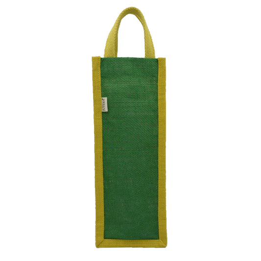 Green & Yellow Jute Bottle Bag