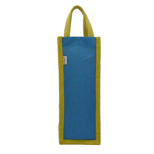 Blue & Yellow Jute Bottle Bag