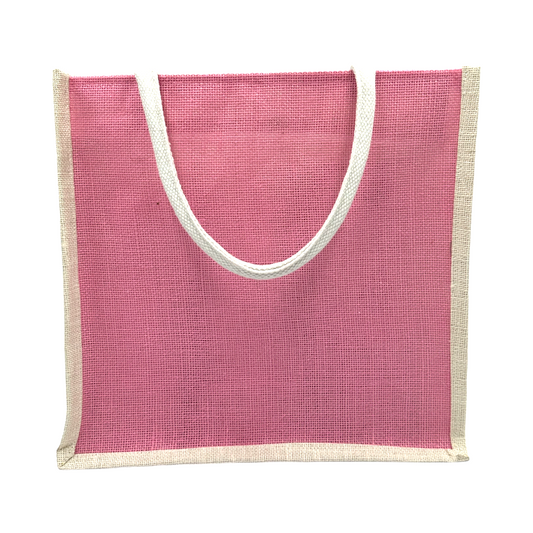 Dual-Tone Jute Tote Bag – Pink & White