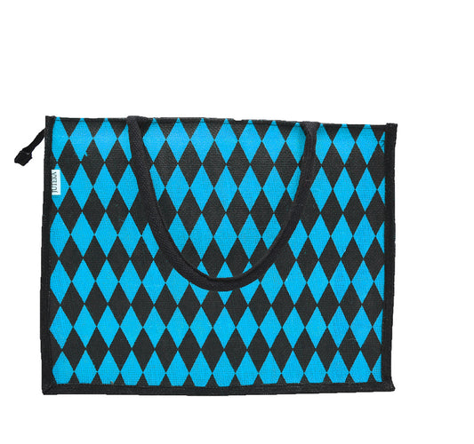 Diamond Pattern Jute Tote Bag