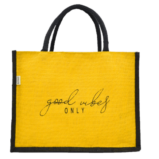 "Good Vibes Only" Jute Tote Bag