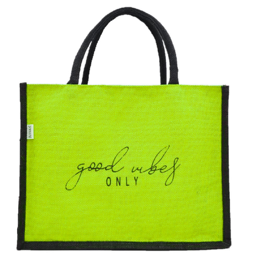 "Good Vibes Only" Jute Tote Bag
