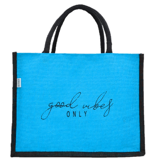 "Good Vibes Only" Jute Tote Bag