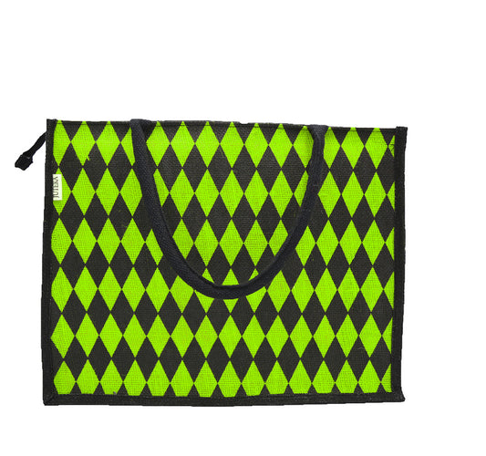 Diamond Pattern Jute Tote Bag