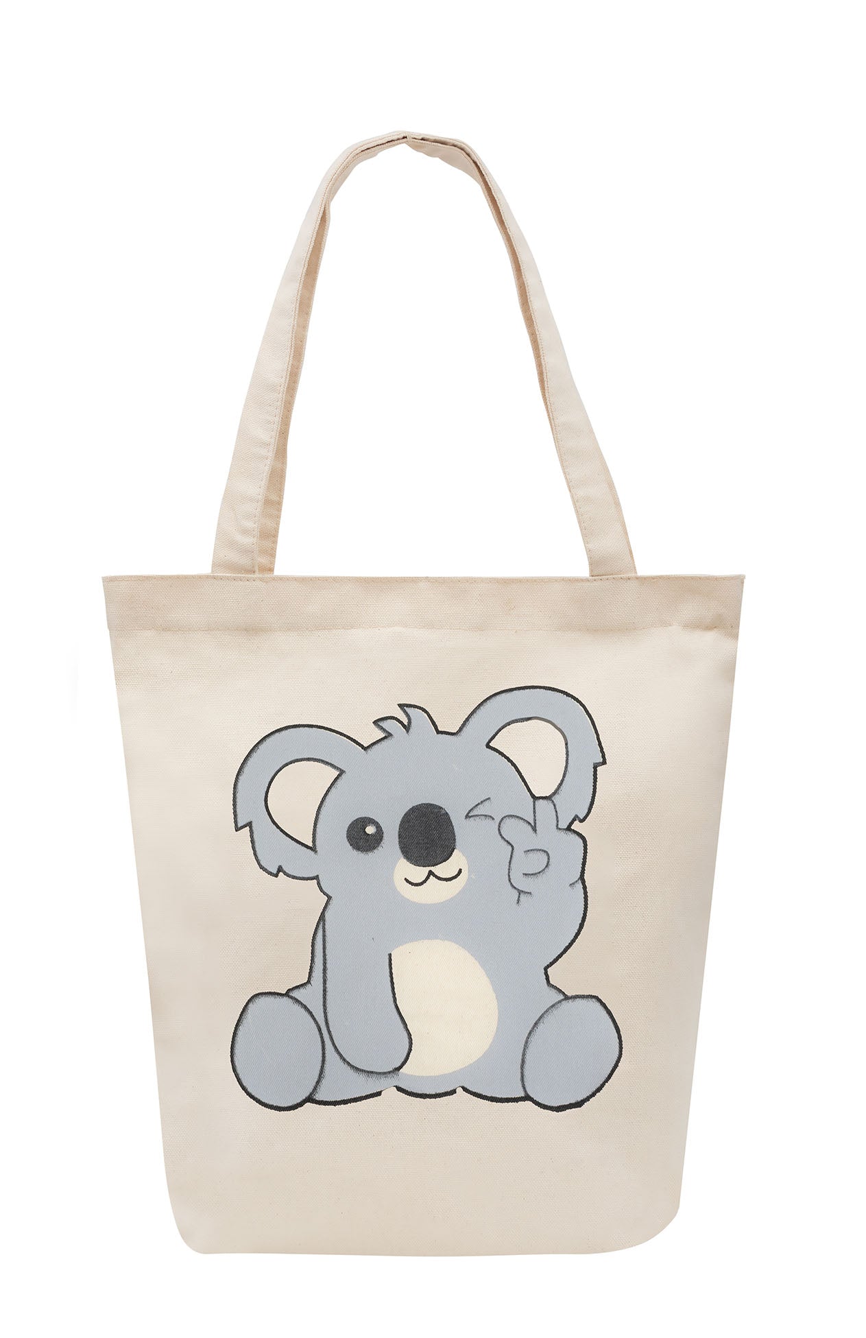 Cute Koala Black Cotton Tote Bag