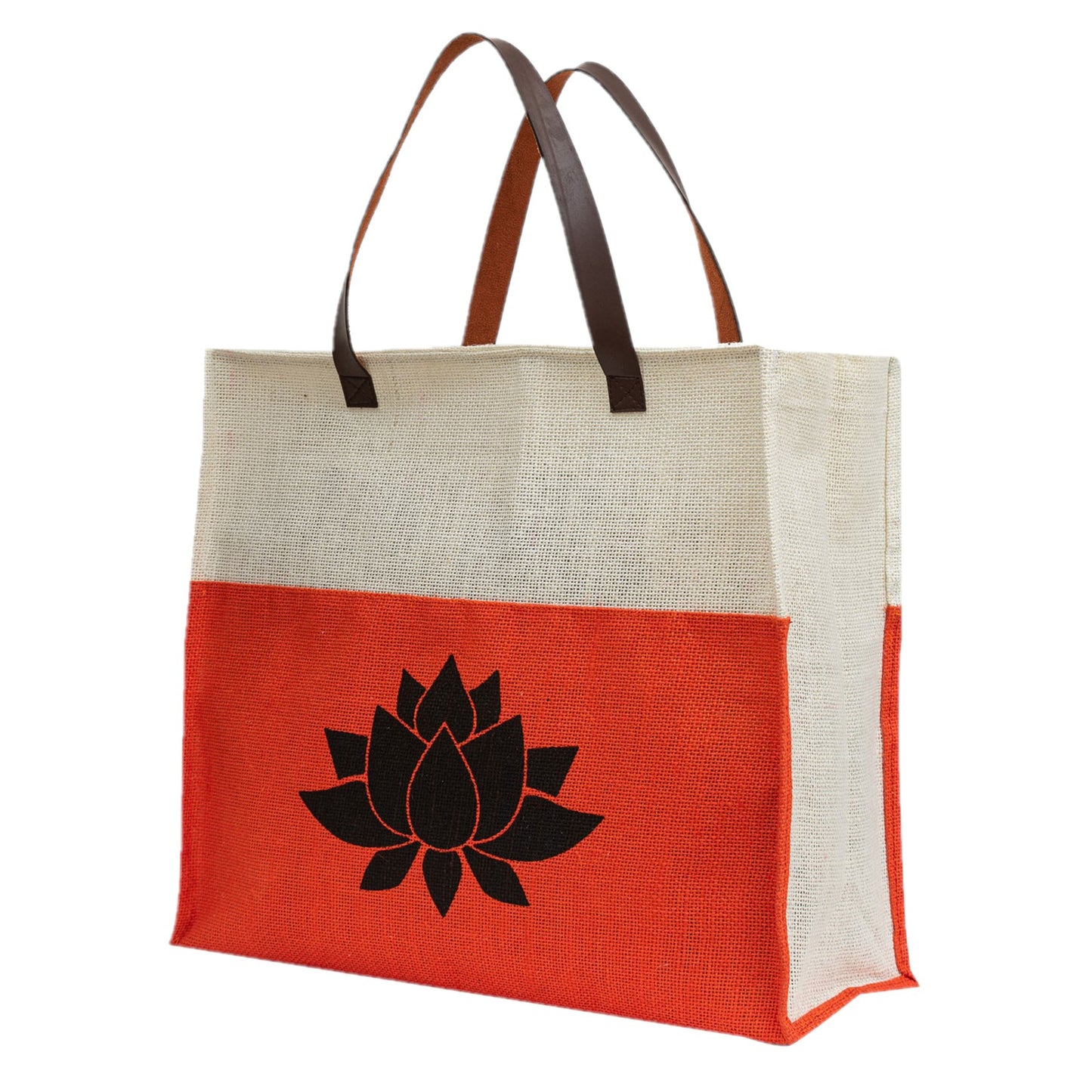 Jute Tote Bag with Elegant Lotus Print