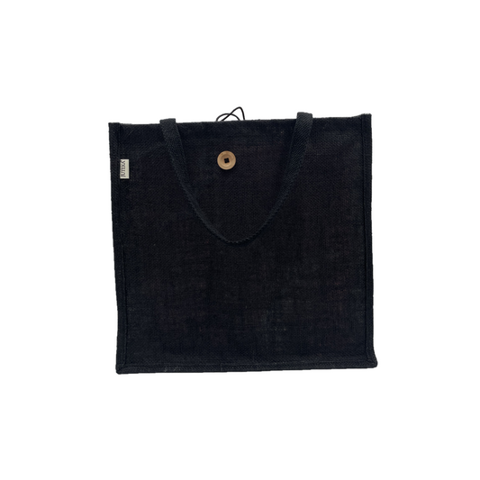 Jute Tote Bag with Button Closure