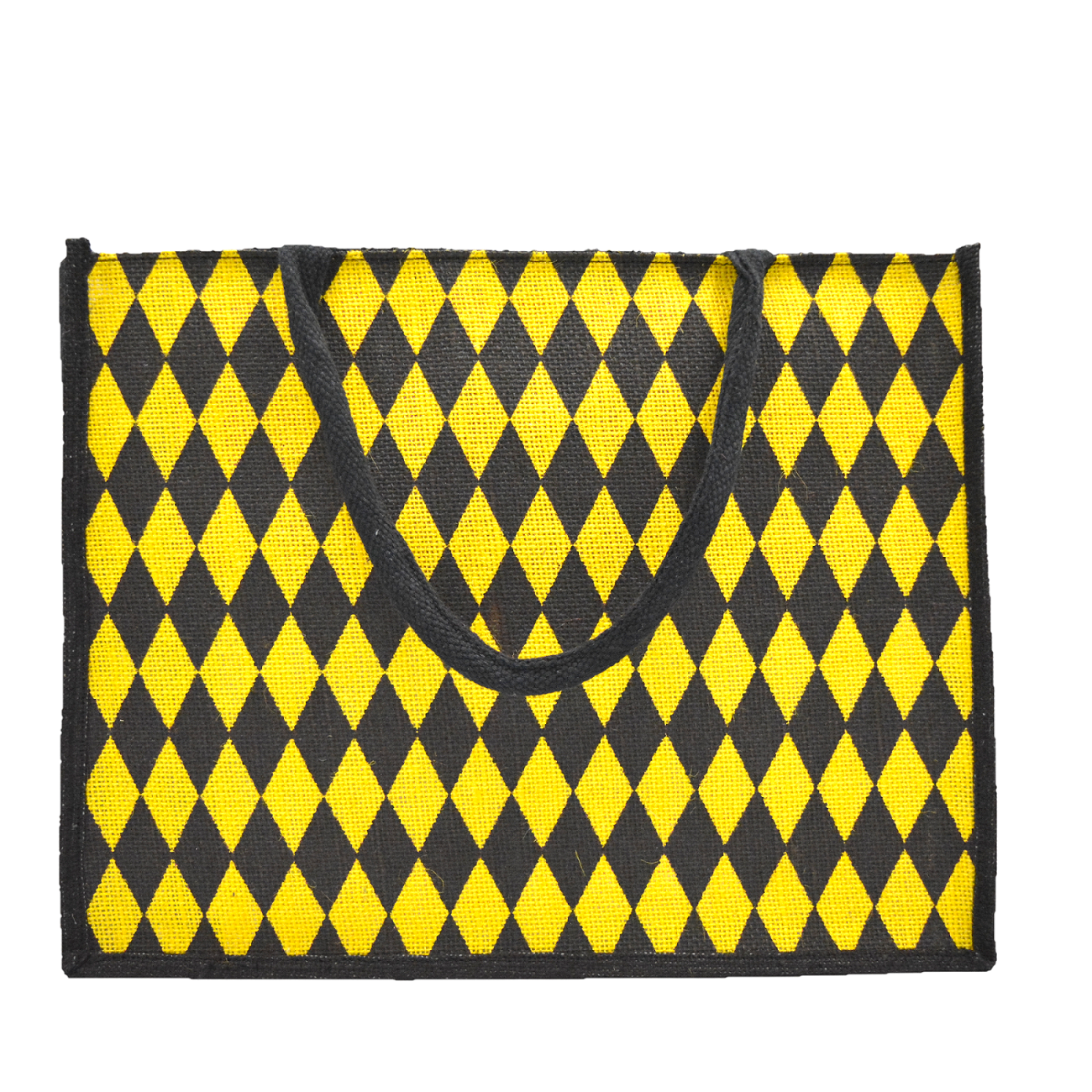 Diamond Pattern Jute Tote Bag