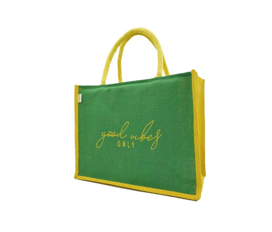 "Good Vibes Only" Jute Tote Bag
