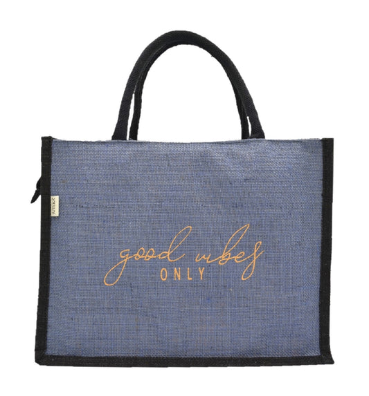 "Good Vibes Only" Jute Tote Bag