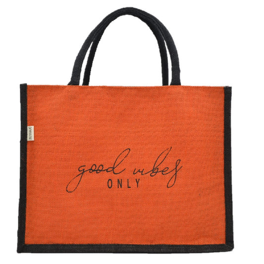 "Good Vibes Only" Jute Tote Bag