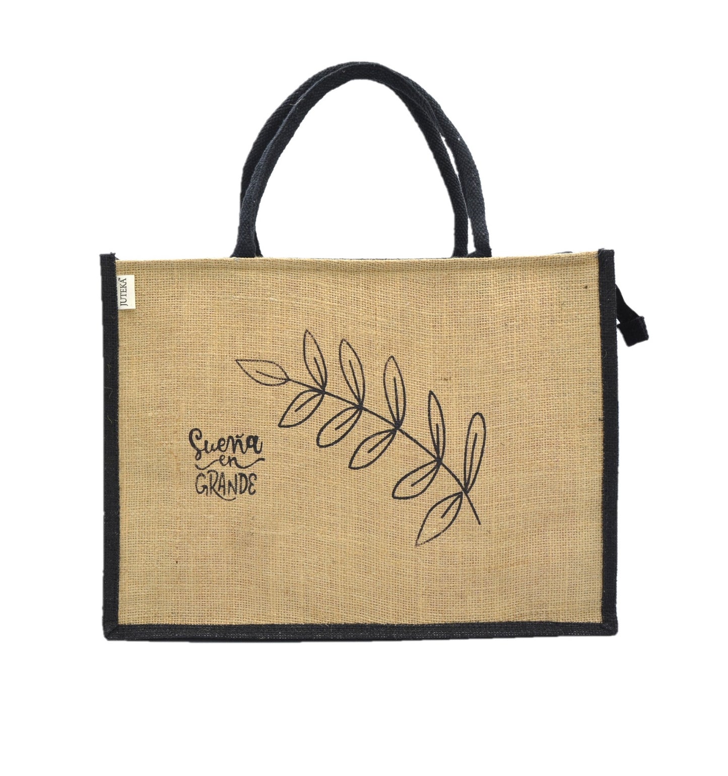 Jute Tote Bag with Stylish Leaf Print