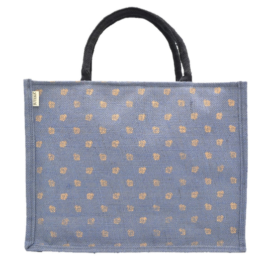 Jute Tote Bag (Gold Polka Dots)