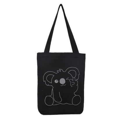 Cute Koala Black Cotton Tote Bag