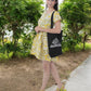 Literary Bloom Black Cotton Tote Bag
