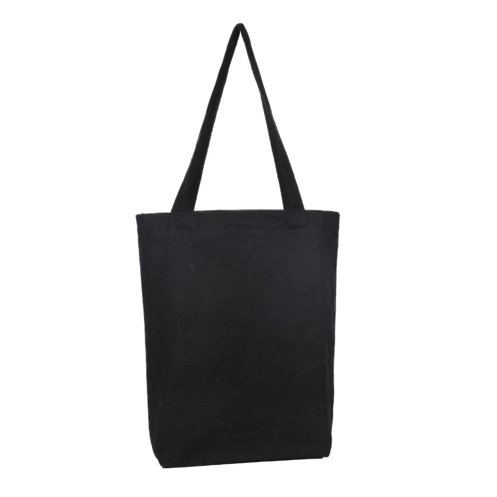 Elegant Heart & Floral Black Cotton Tote Bag