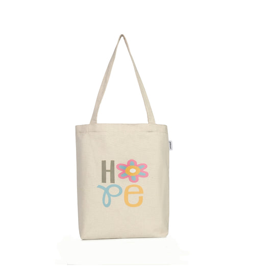"Hope" Floral Canvas Cottone Tote Bag