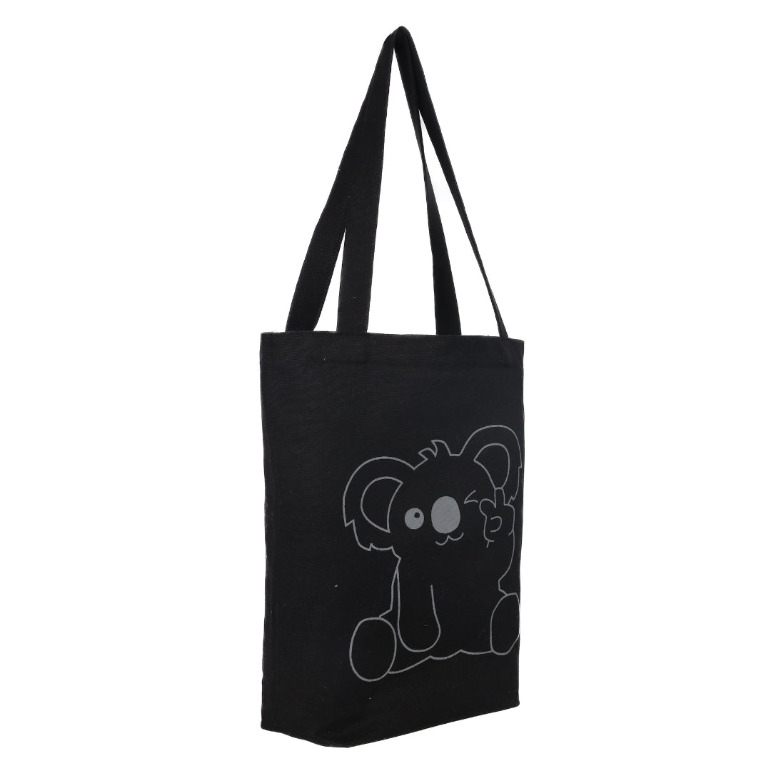 Cute Koala Black Cotton Tote Bag