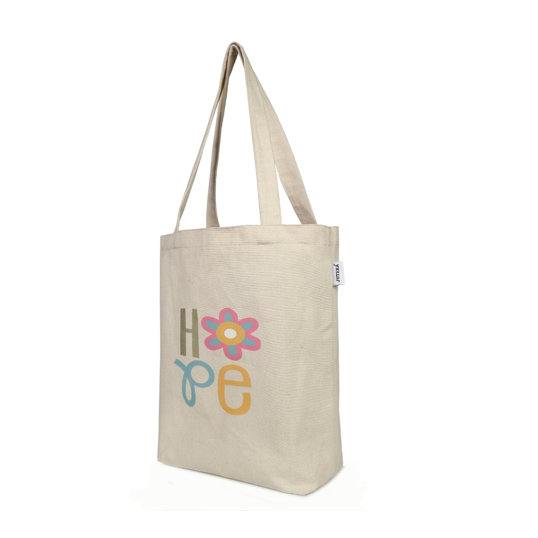 "Hope" Floral Canvas Cottone Tote Bag
