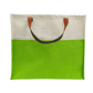 Two-Tone Jute Tote Bag with Leather Handle