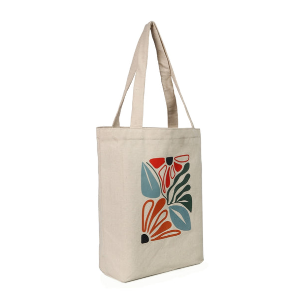 Abstract Floral Canvas Cotton Tote Bag