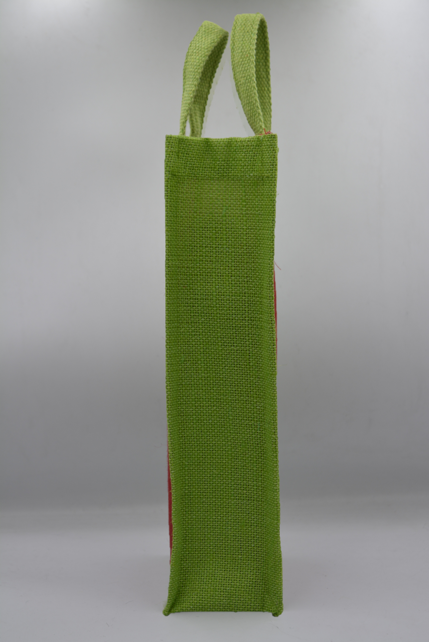 Red & Green Jute Bottle Bag