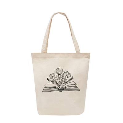 Floral Book Lover Cotton Tote Bag