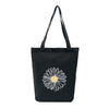 Classic Black Daisy Cotton Tote Bag