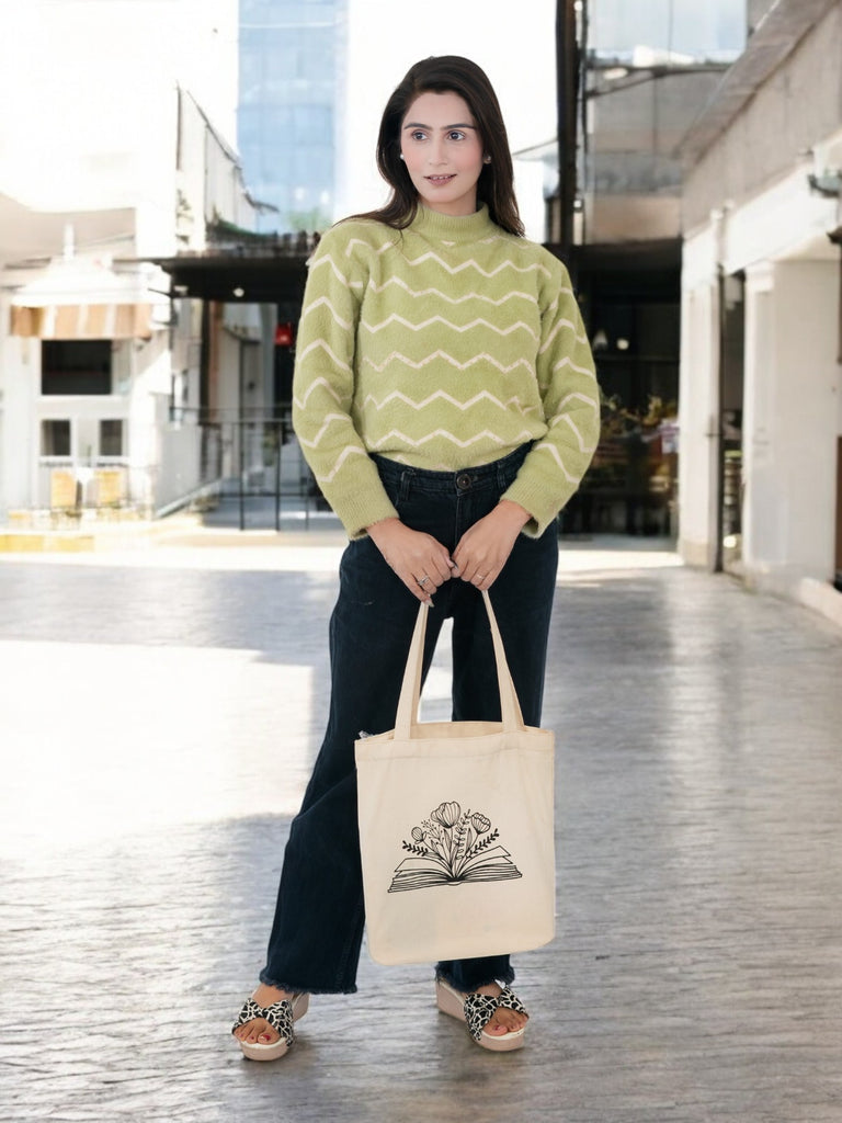 Floral Book Lover Cotton Tote Bag