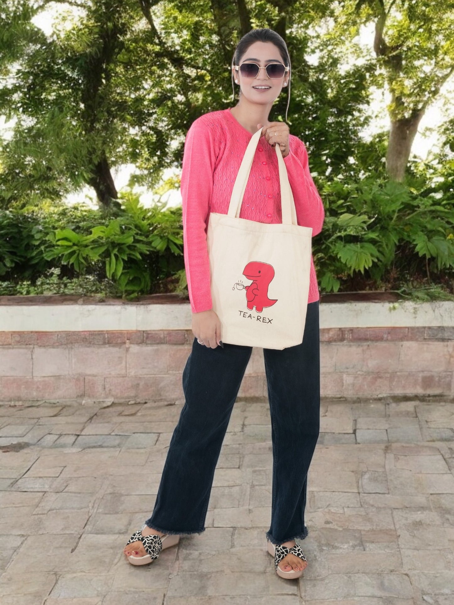 Cute Dinosaur Cotton Tote Bag