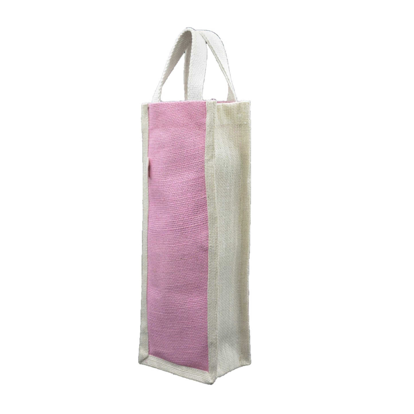 Pink & White Jute Bottle Bag