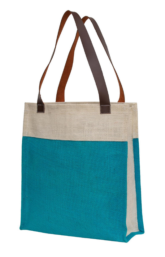 Elegant Two-Tone Jute Tote Bag