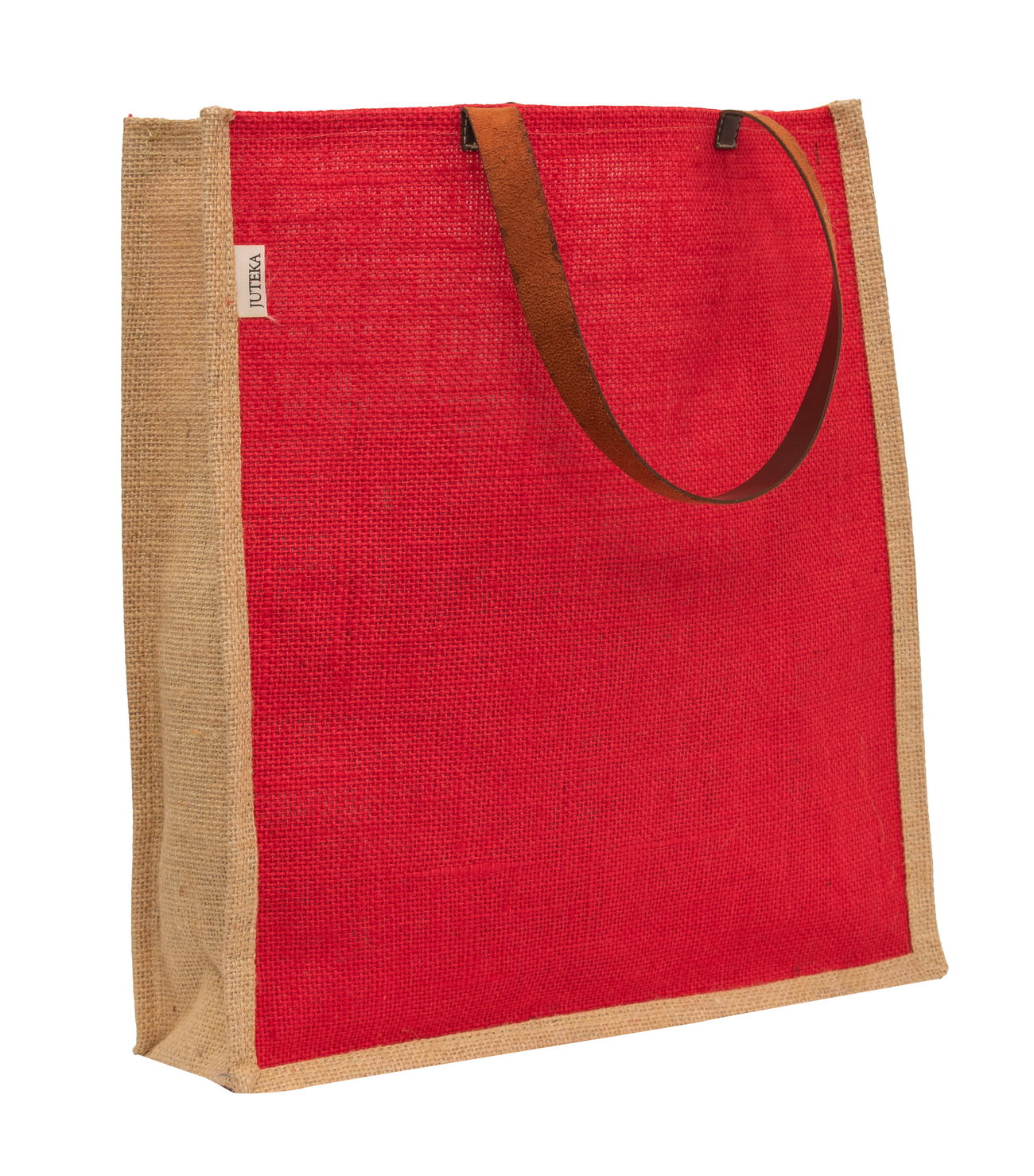 Vibrant Red Jute Tote Bag