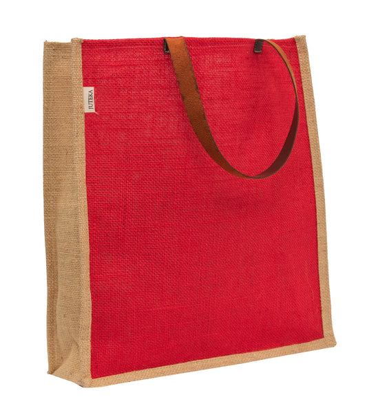 Vibrant Red Jute Tote Bag