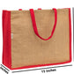 Natural Jute Tote Bag with Red Accents