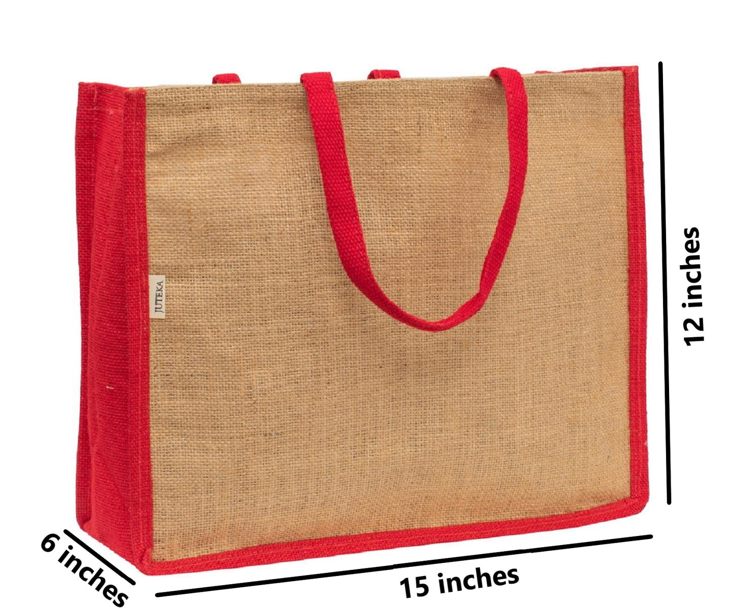 Natural Jute Tote Bag with Red Accents