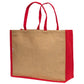 Natural Jute Tote Bag with Red Accents