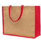 Natural Jute Tote Bag with Red Accents