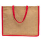 Natural Jute Tote Bag with Red Accents