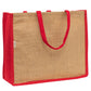 Natural Jute Tote Bag with Red Accents