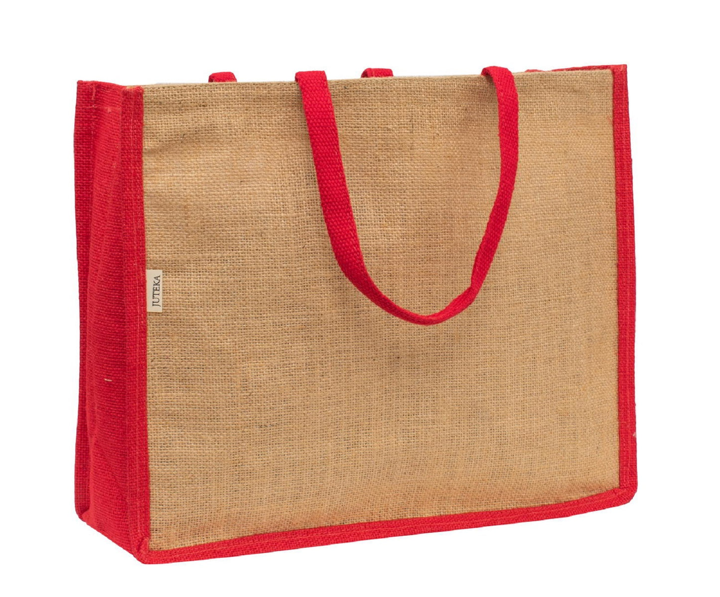 Natural Jute Tote Bag with Red Accents